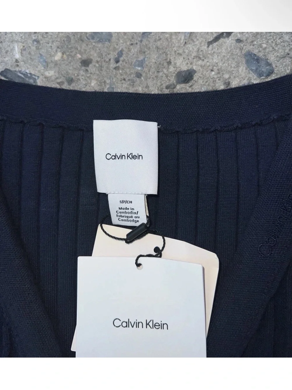 Calvin Klein LS Cardi W Tank Rib Set Sweater Dark Sapphire S|P SAMPLE Rare - Picture 4 of 9